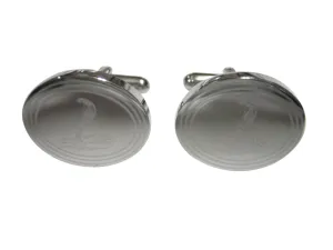 Silver Toned Etched Oval Cobra Snake Cufflinks