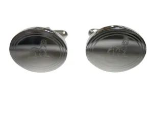 Silver Toned Etched Oval Ferret Cufflinks