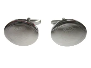 Silver Toned Etched Oval Fire Fighter Emblem Cufflinks