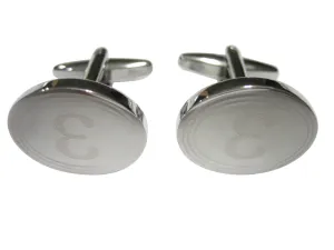 Silver Toned Etched Oval Greek Letter Epsilon Cufflinks