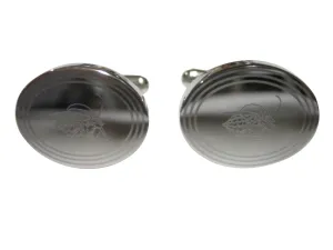 Silver Toned Etched Oval Hermit Crab Cufflinks