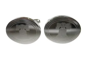 Silver Toned Etched Oval Liberty Bell Cufflinks