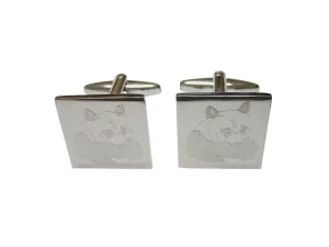 Silver Toned Etched Panda Bear Cufflinks