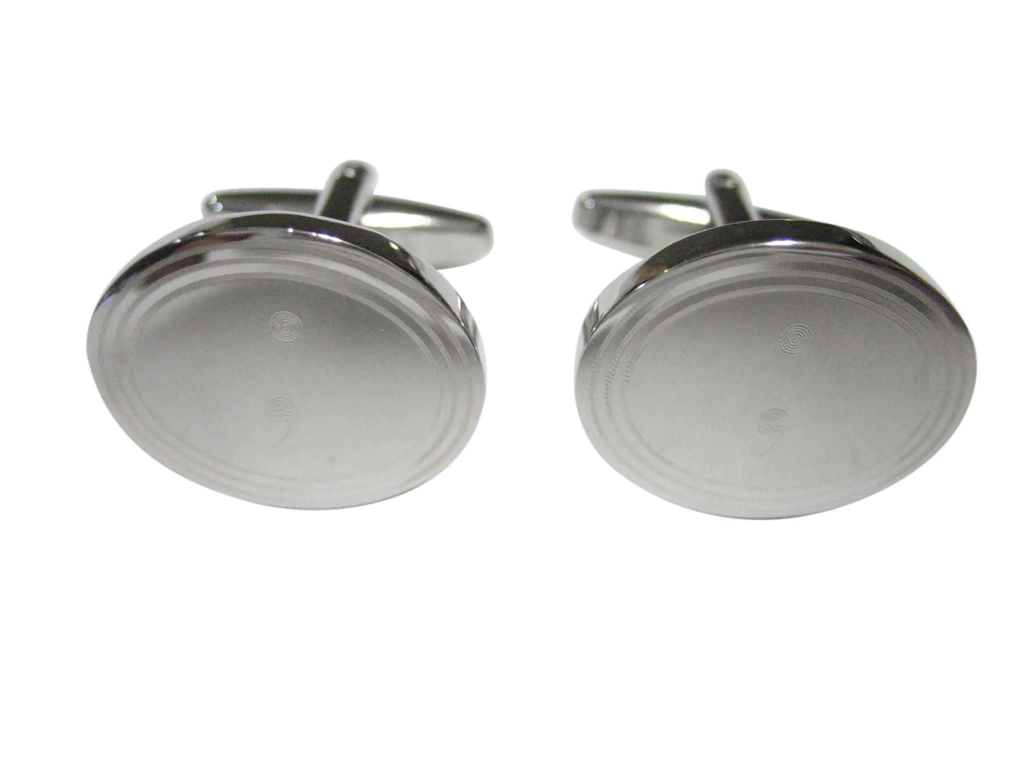 Silver Toned Etched Semicolon Sign Cufflinks