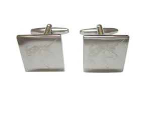 Silver Toned Etched Unicorn Head Cufflinks
