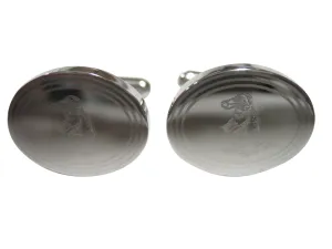 Silver Toned Oval Etched Duck Billed Platypus Cufflinks