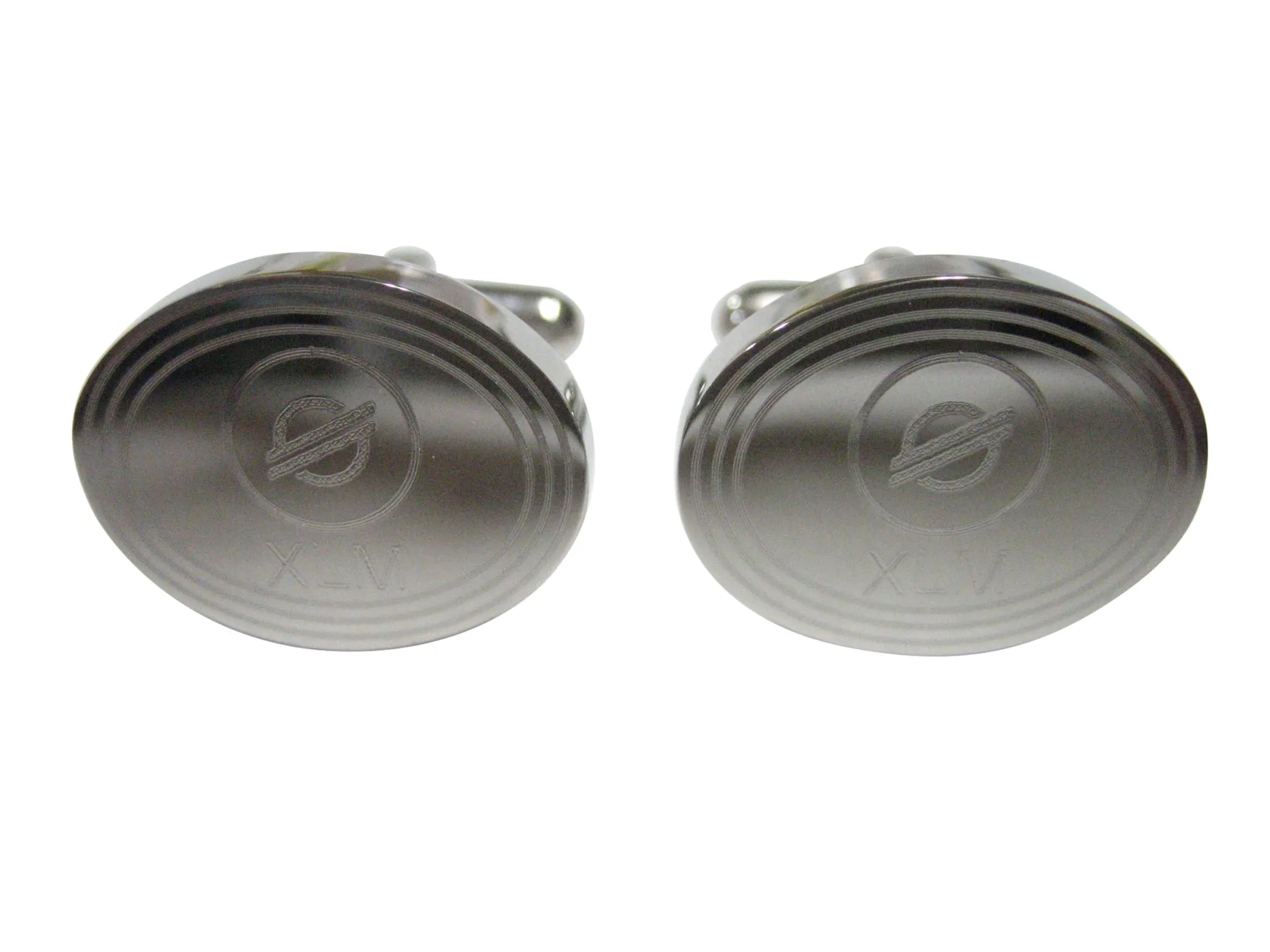 Silver Toned Oval Etched Stellar Lumens Coin XLM Cryptocurrency Blockchain Cufflinks