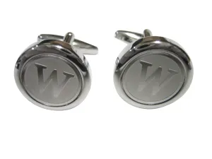 Silver Toned Round Letter W Monogram Cufflinks