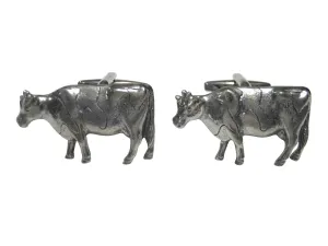 Silver Toned Smooth Cow Cufflinks