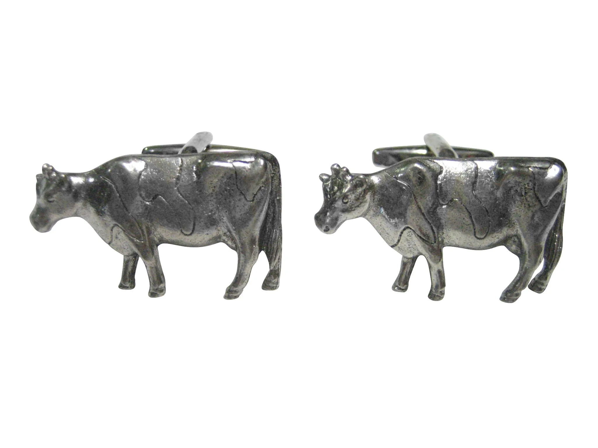 Silver Toned Smooth Cow Cufflinks