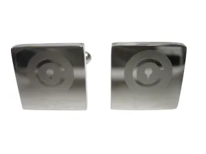 Silver Toned Square Etched Civic Coin CVC Cryptocurrency Blockchain Cufflinks