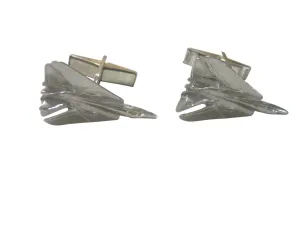 Silver Toned Tomcat Jet Plane Fighter Cufflinks