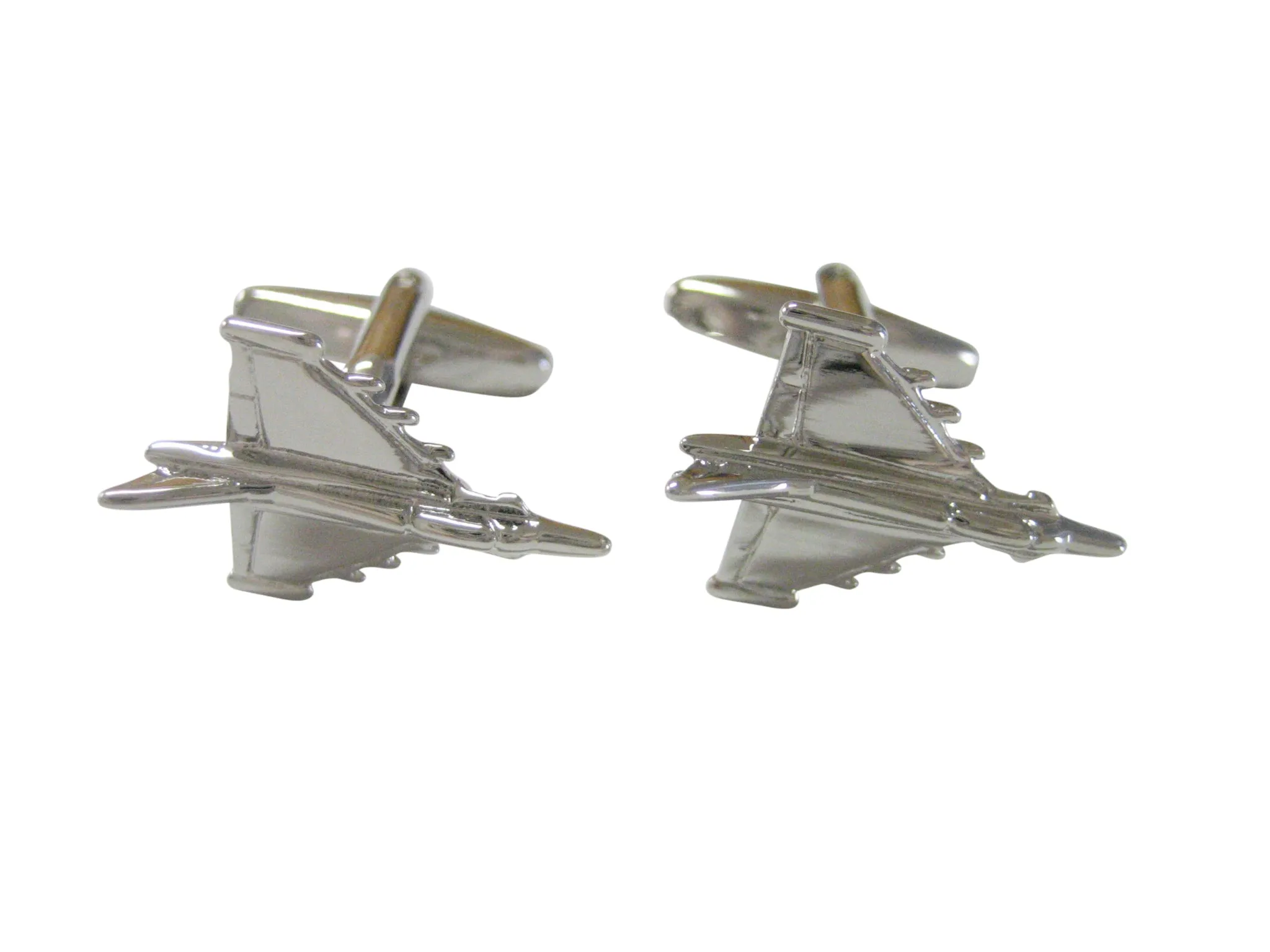 Silver Toned Typhoon Jet Plane Fighter Cufflinks