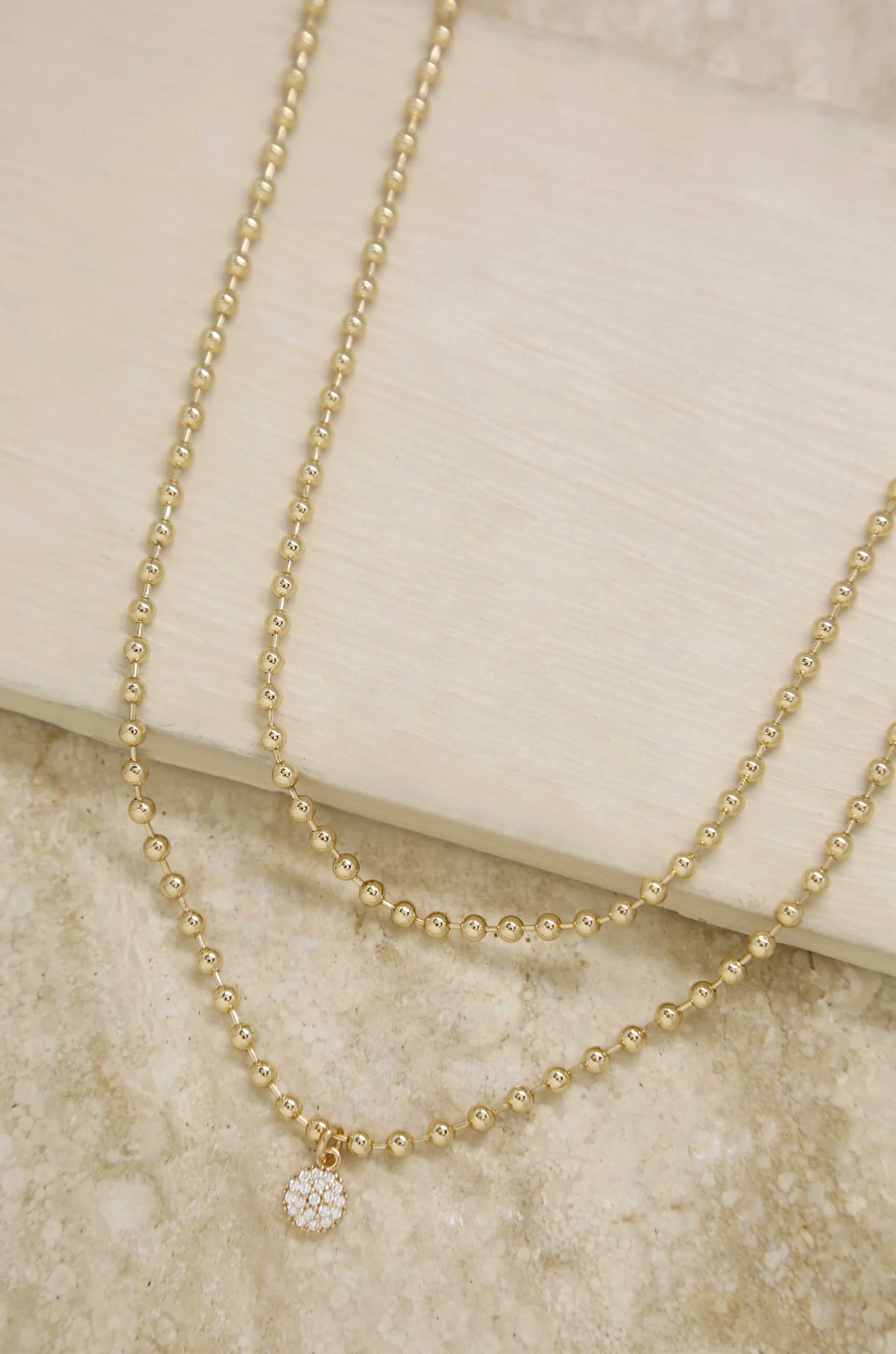 Simply Hepburn Ball Chain 18k Gold Plated Necklace Set