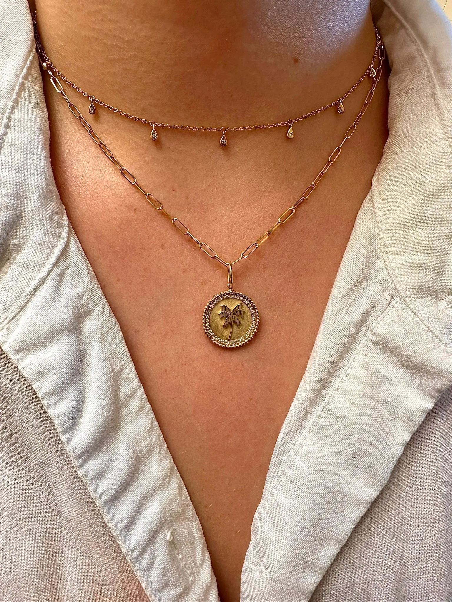 SIX BY GEE X SALT. DIAMOND PALM PENDANT