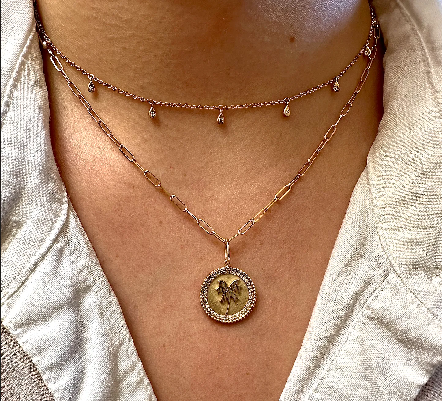 SIX BY GEE X SALT. DIAMOND PALM PENDANT