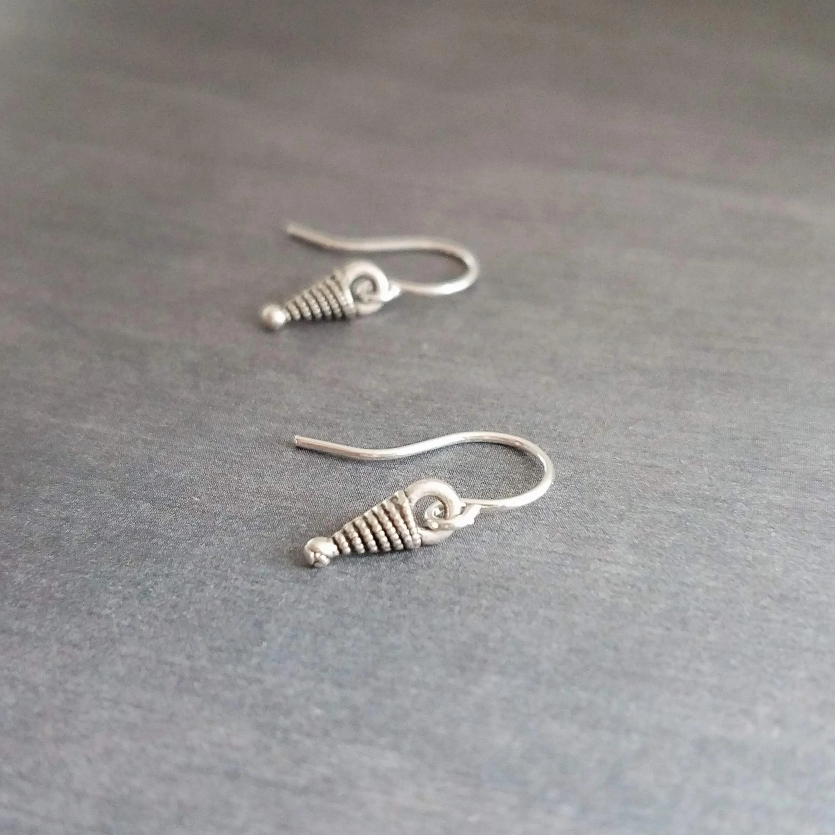 Small Silver Dangle Earrings, silver ring earring, little silver earring, antique silver, simple silver boho earring, rustic silver circle