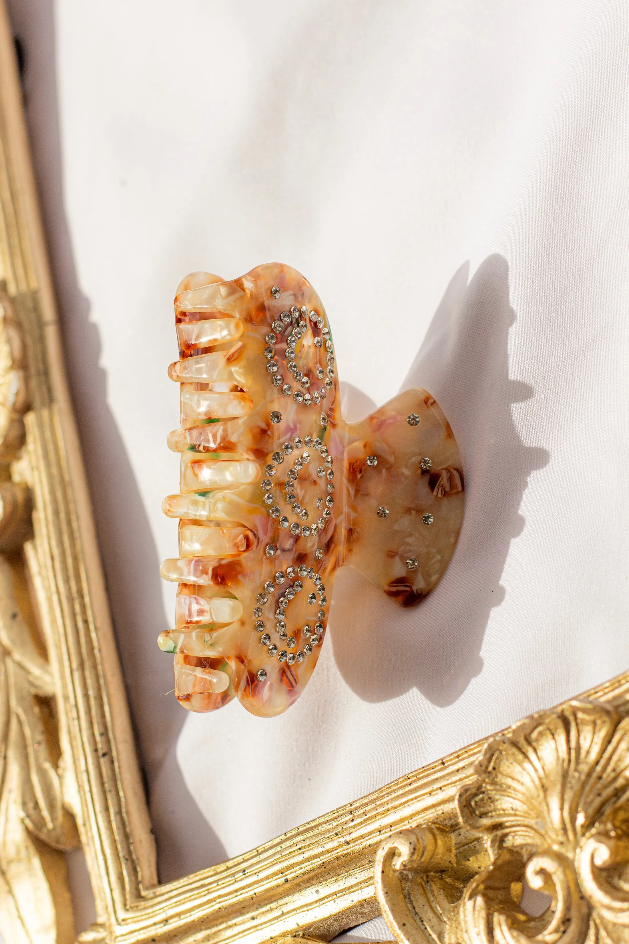 Smiley Face Diamante Claw Hair Clip