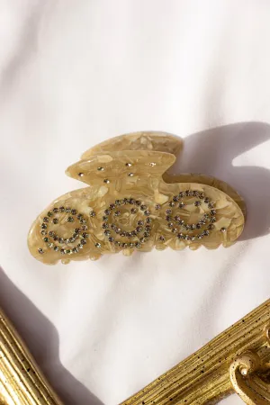 Smiley Face Diamante Claw Hair Clip