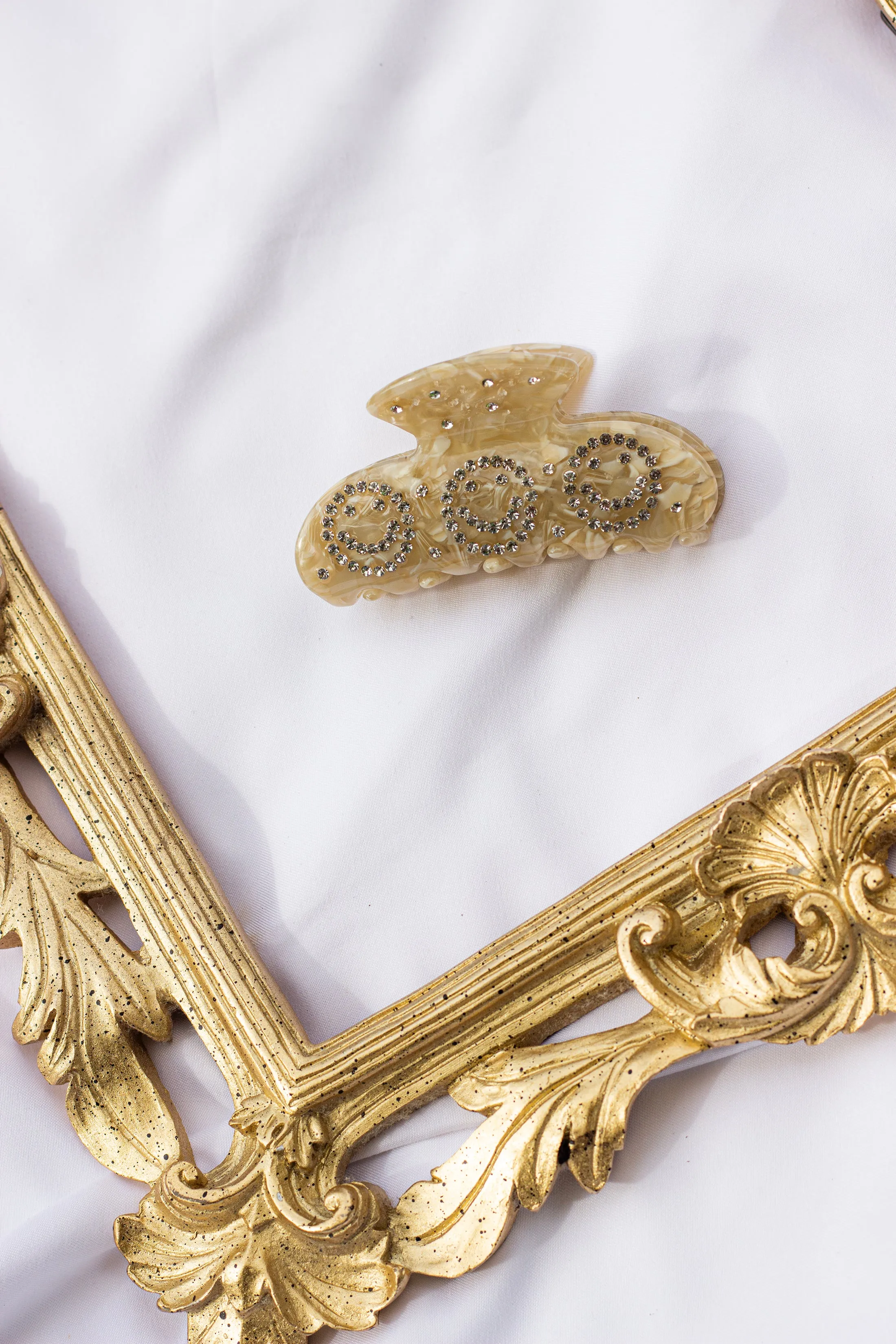Smiley Face Diamante Claw Hair Clip