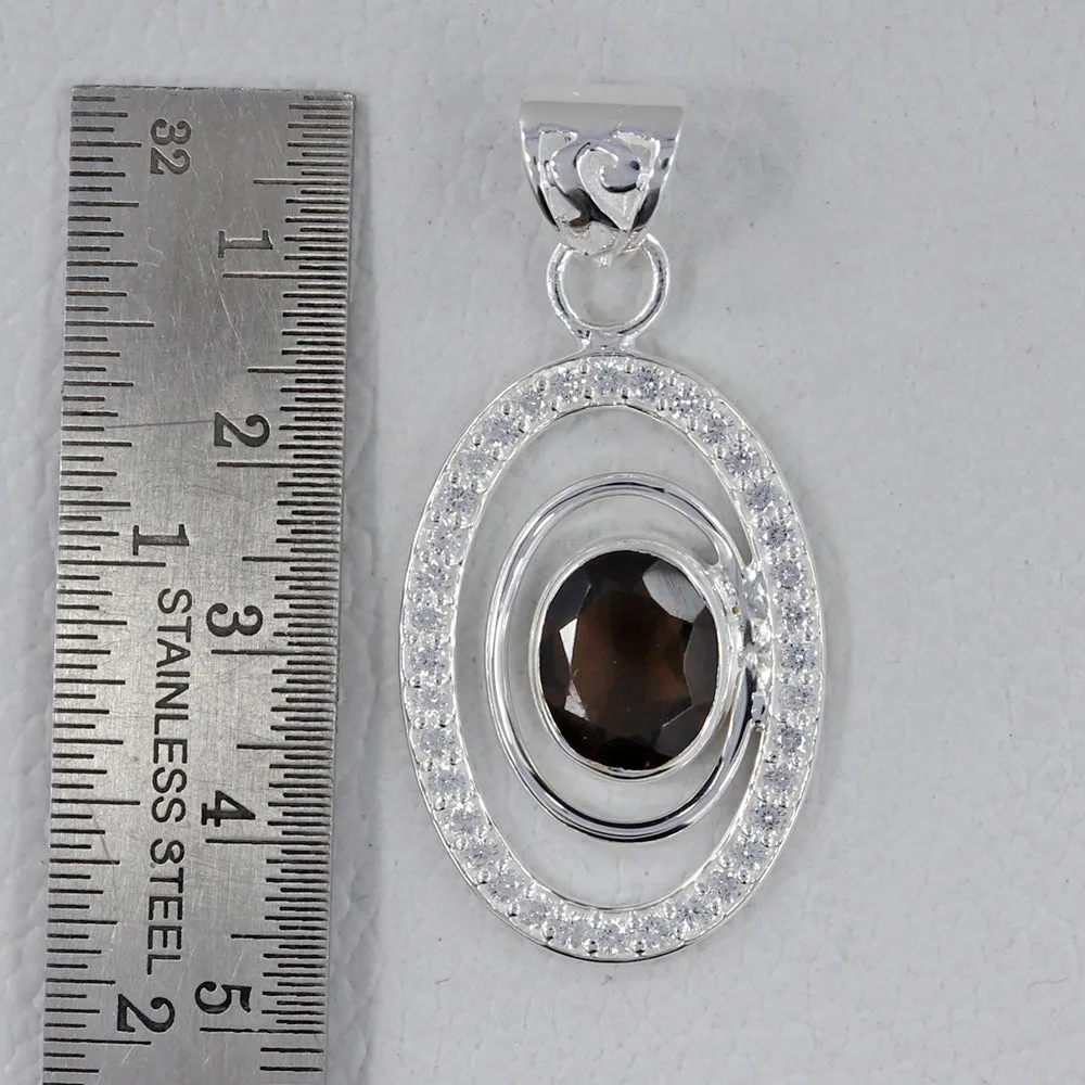 Smoky Quartz 925 Silver Pendant
