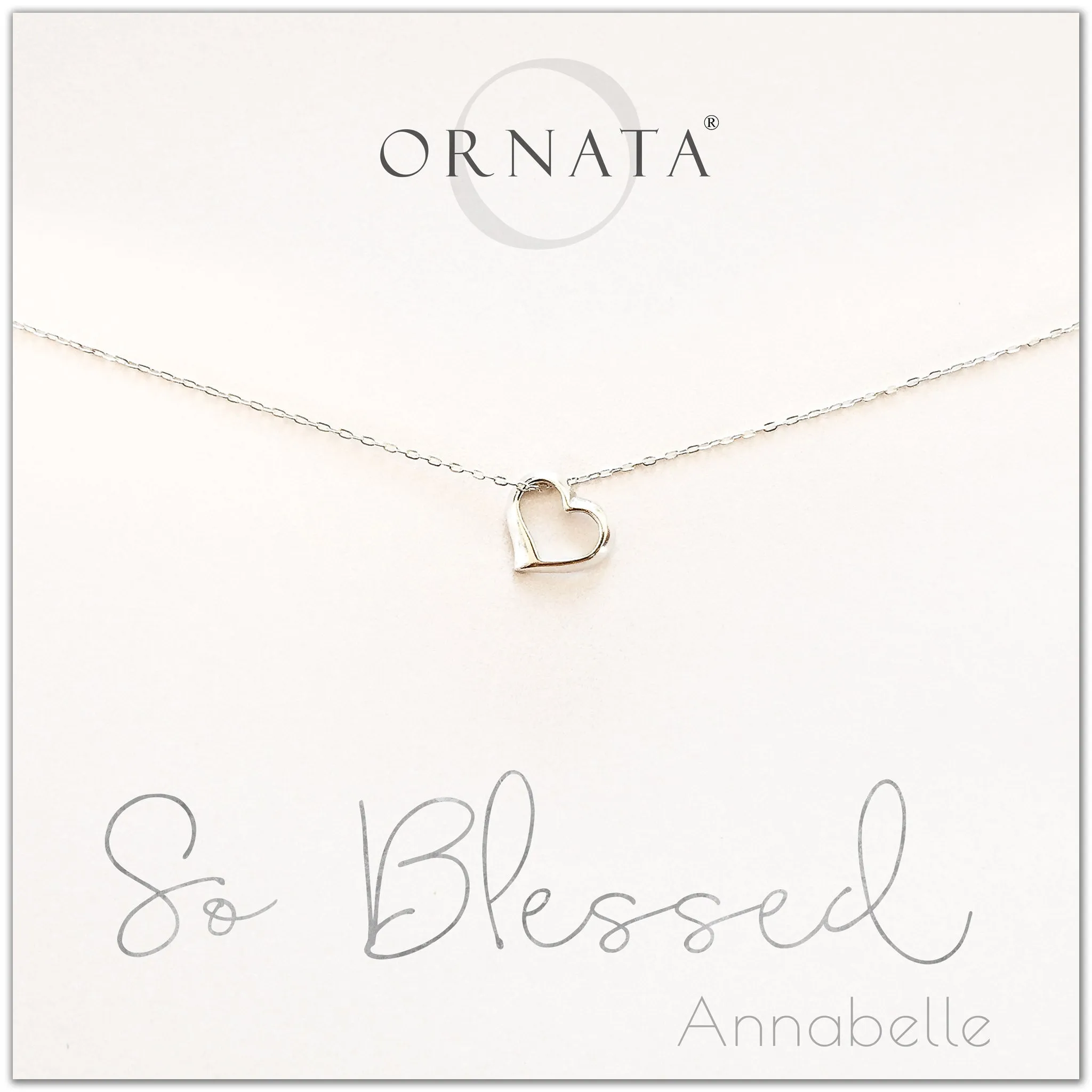 “So Blessed” Sterling Silver Heart Necklace on Personalized Jewelry Card