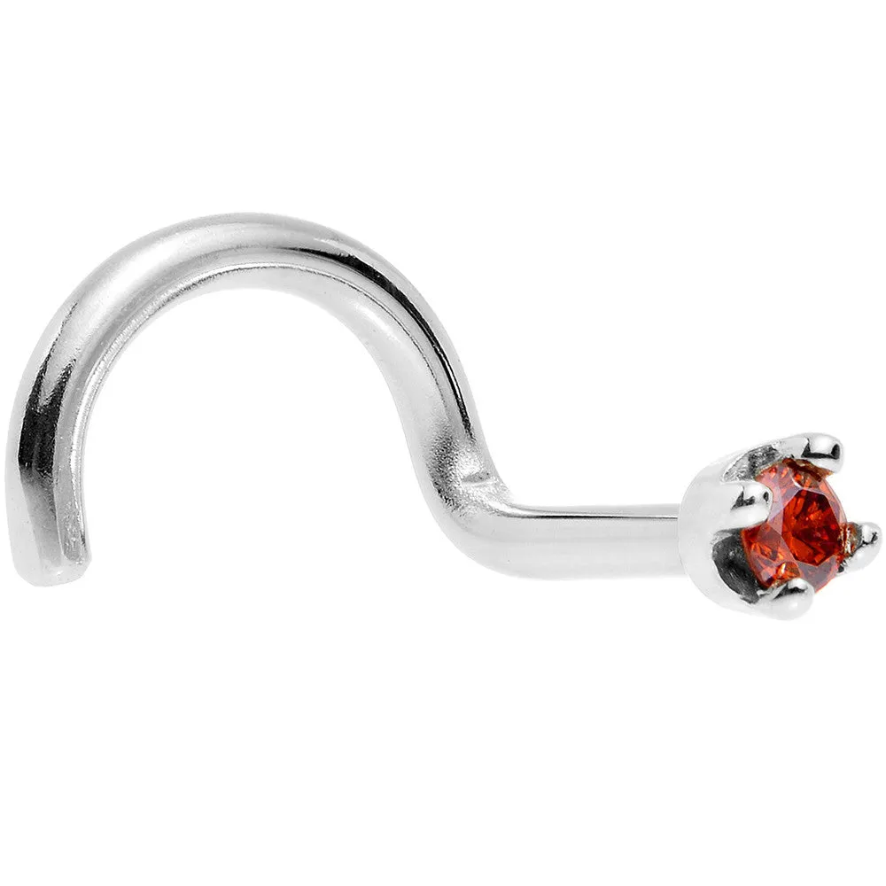 Solid 14KT White Gold (January) 1.5mm Genuine Red Diamond Nose Ring