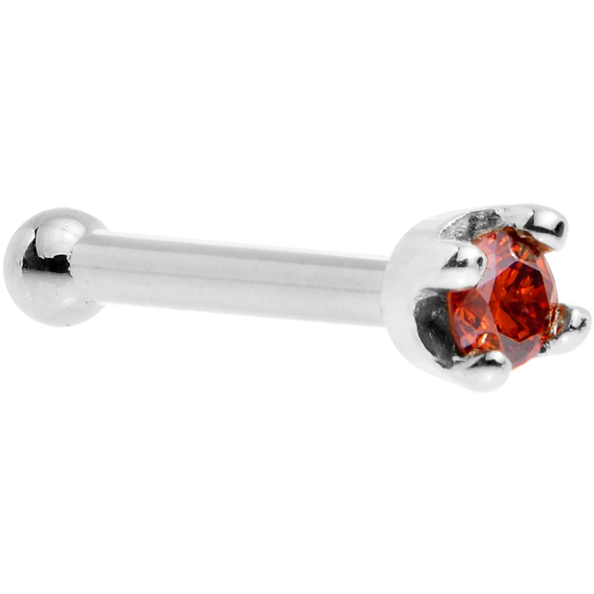Solid 14KT White Gold (January) 1.5mm Genuine Red Diamond Nose Ring