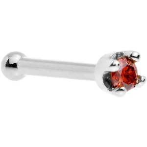Solid 14KT White Gold (January) 1.5mm Genuine Red Diamond Nose Ring