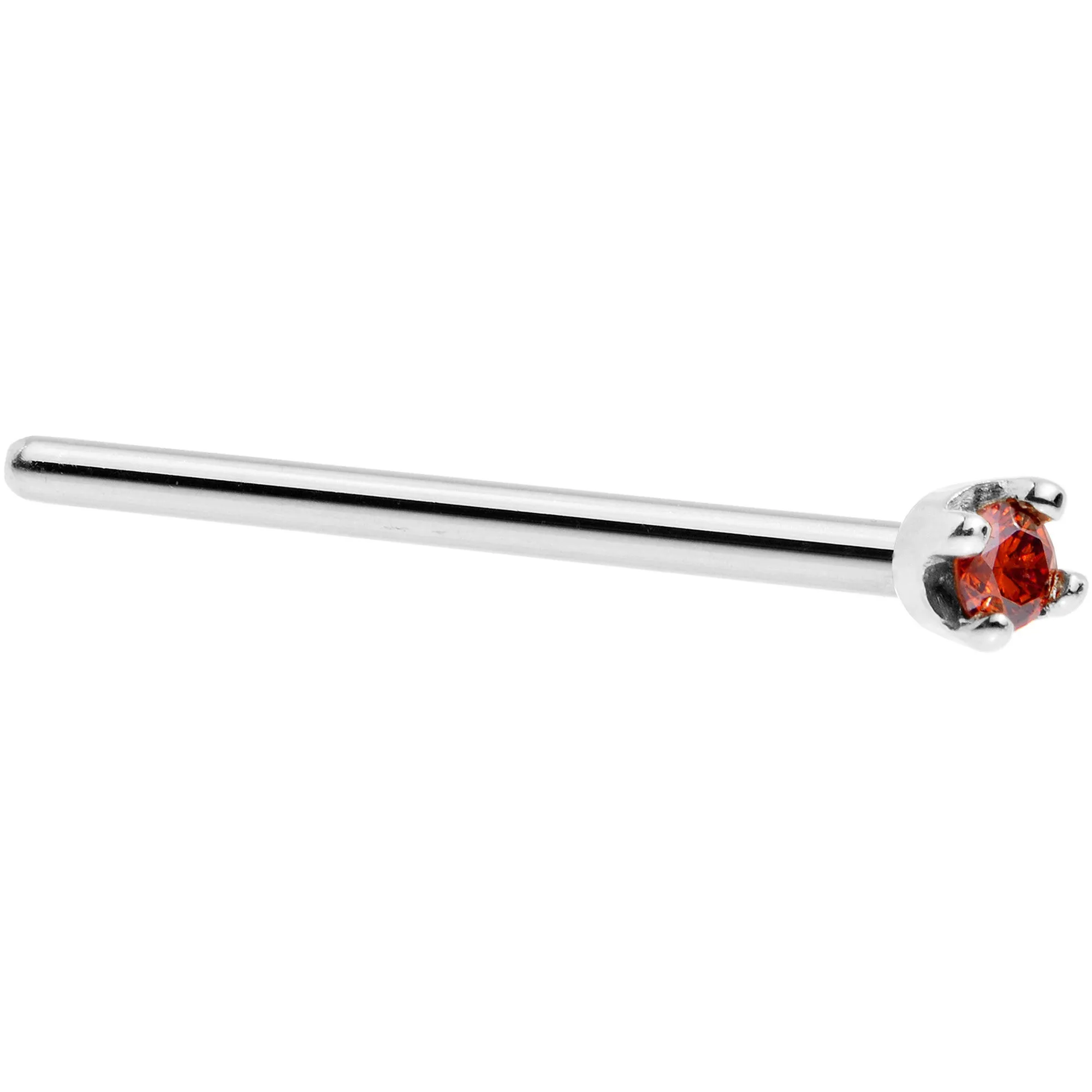 Solid 14KT White Gold (January) 1.5mm Genuine Red Diamond Nose Ring
