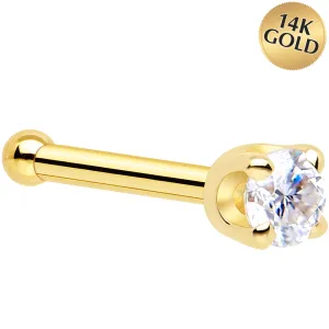 Solid 14KT Yellow Gold (April) 2mm Genuine Diamond Nose Ring