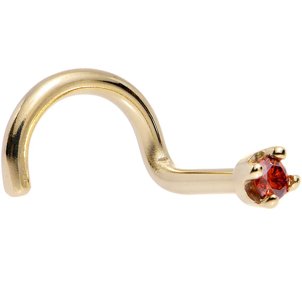 Solid 14KT Yellow Gold (January) 1.5mm Genuine Red Diamond Nose Ring