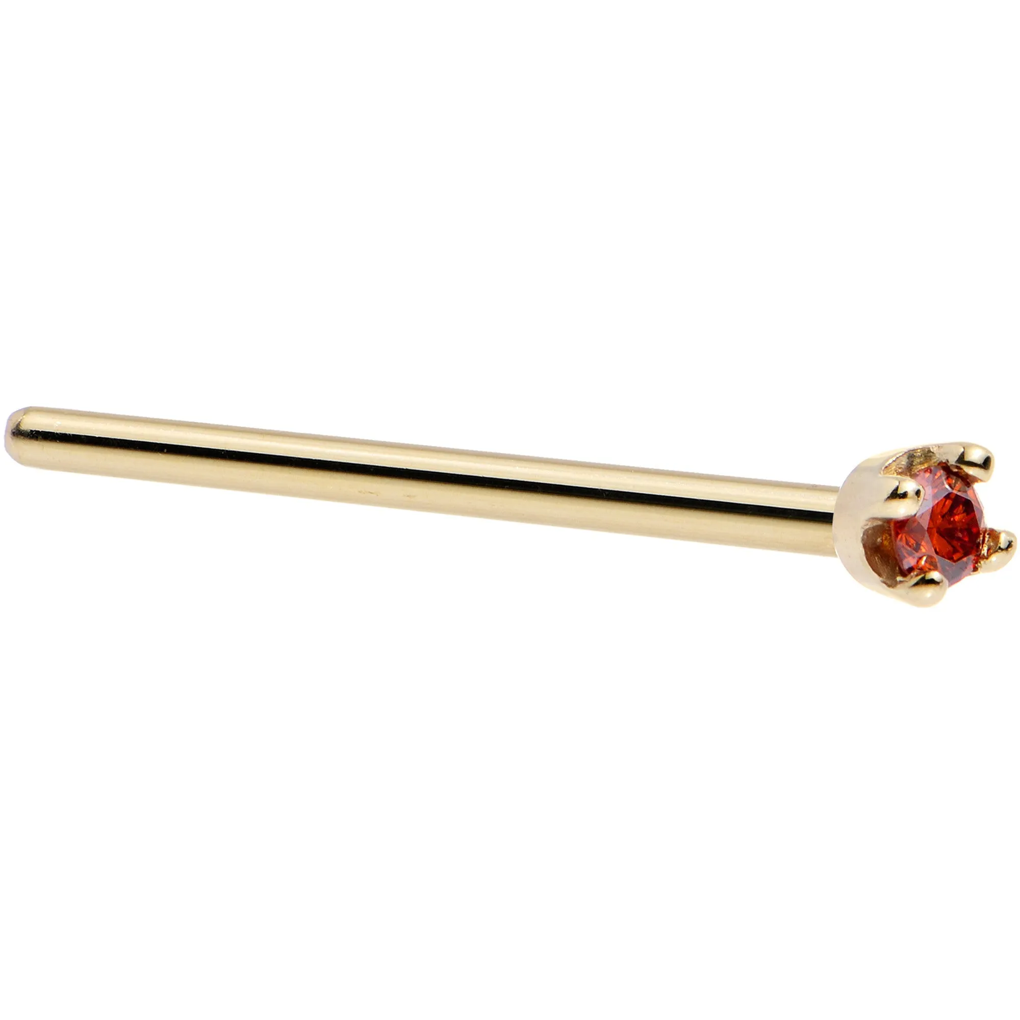 Solid 14KT Yellow Gold (January) 1.5mm Genuine Red Diamond Nose Ring