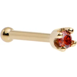 Solid 14KT Yellow Gold (January) 1.5mm Genuine Red Diamond Nose Ring
