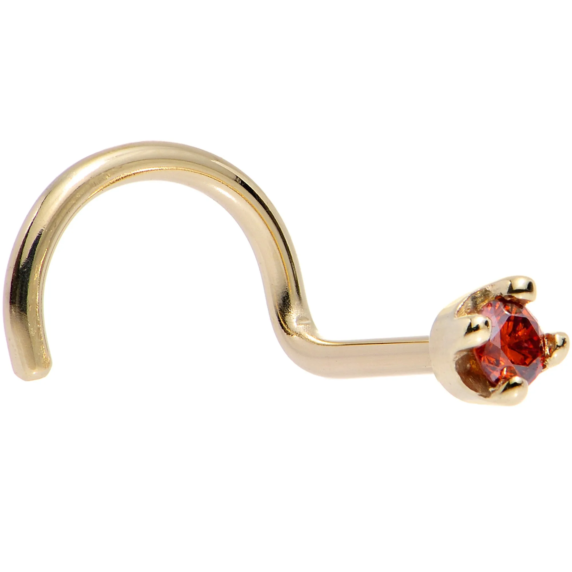 Solid 14KT Yellow Gold (January) 1.5mm Genuine Red Diamond Nose Ring