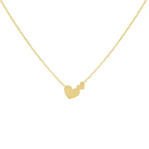 Solid Double Heart Necklace 14K