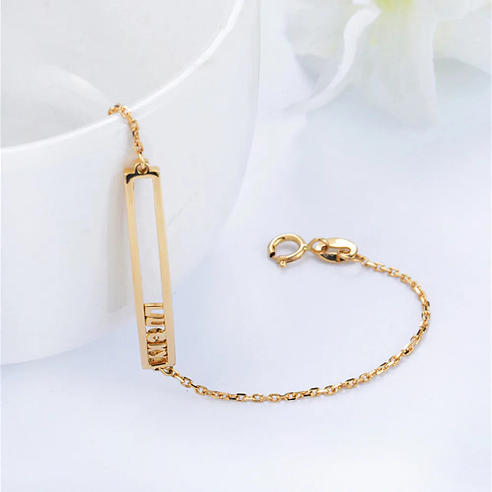 Solid Gold Personalized Sliding Letters Bracelet
