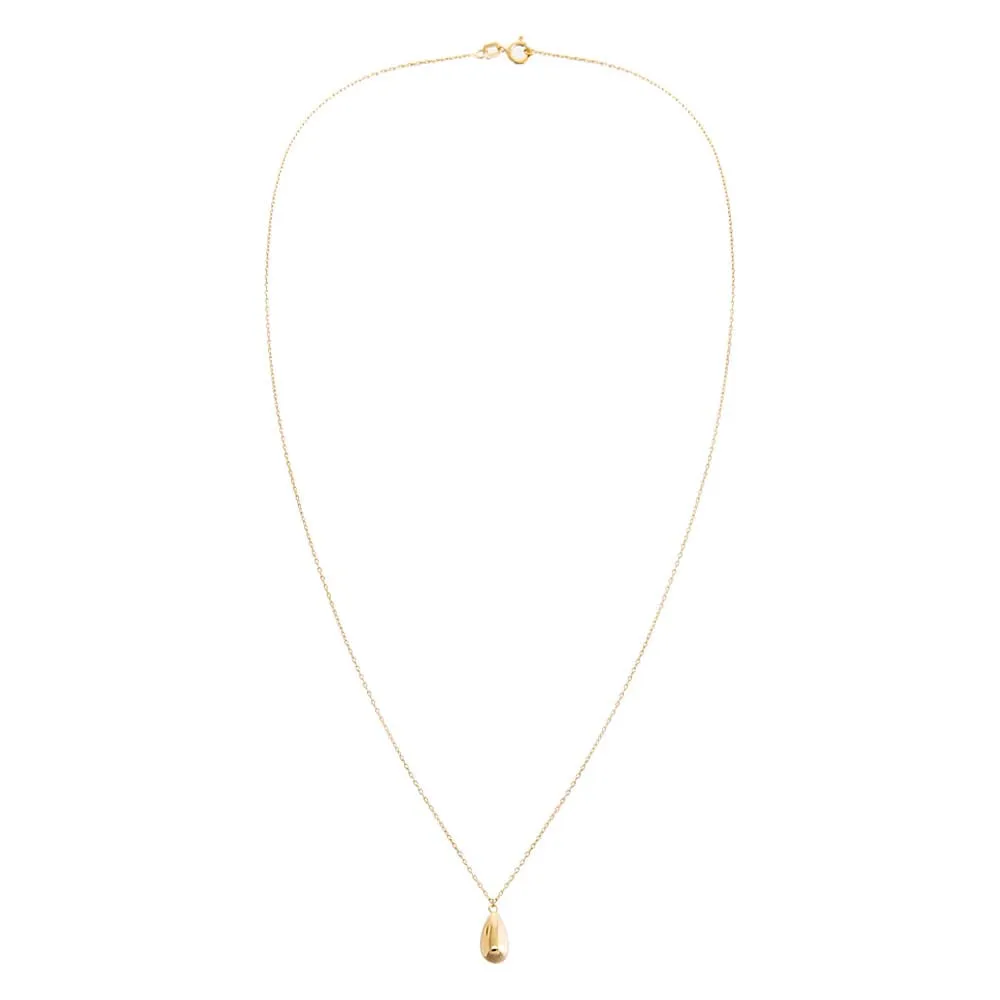 Solid Puffy Teardrop Necklace 14K