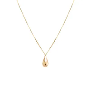 Solid Puffy Teardrop Necklace 14K