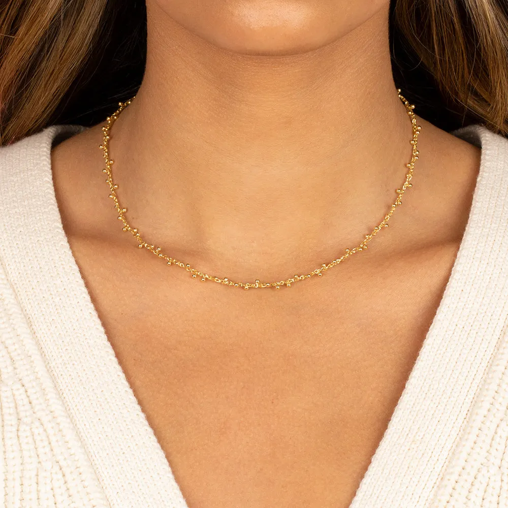 Solid Scattered Bead Necklace 14K