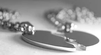 SOLID STAINLESS STEEL SPLIT HEART DOG TAGS BLANK  NECKLACES FREE ENGRAVING