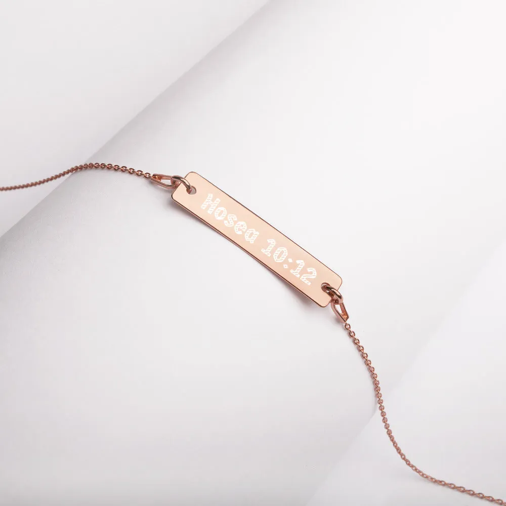 Sow Righteousness Engraved Silver Bar Chain Necklace