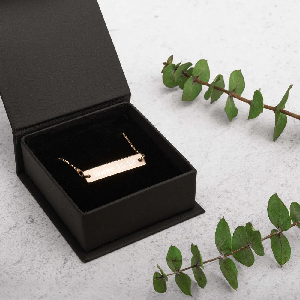Sow Righteousness Engraved Silver Bar Chain Necklace