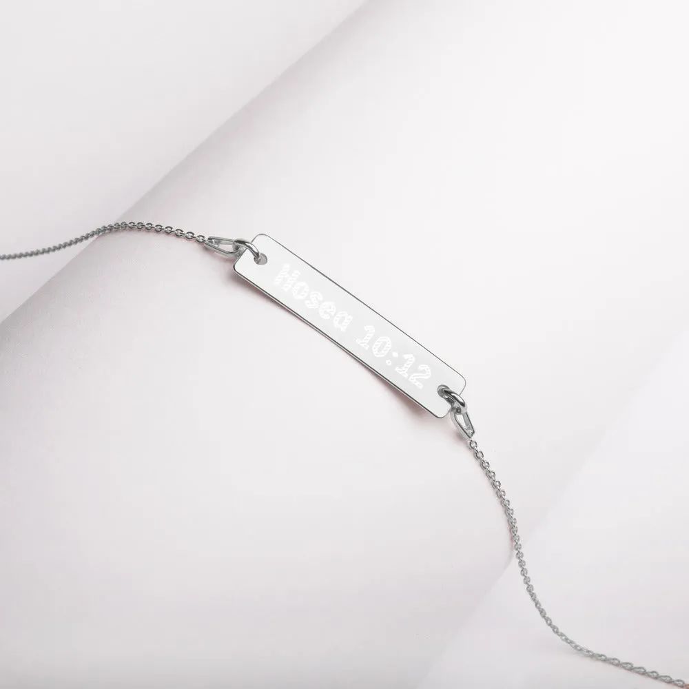 Sow Righteousness Engraved Silver Bar Chain Necklace