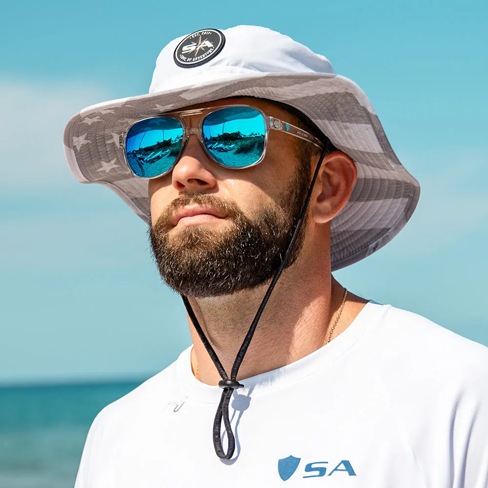 Sport Aviator Sunglasses | Clear | Aqua Mirror