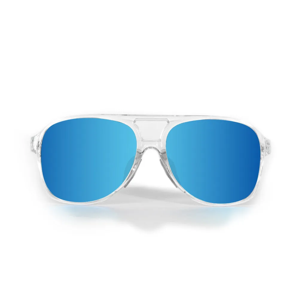 Sport Aviator Sunglasses | Clear | Aqua Mirror