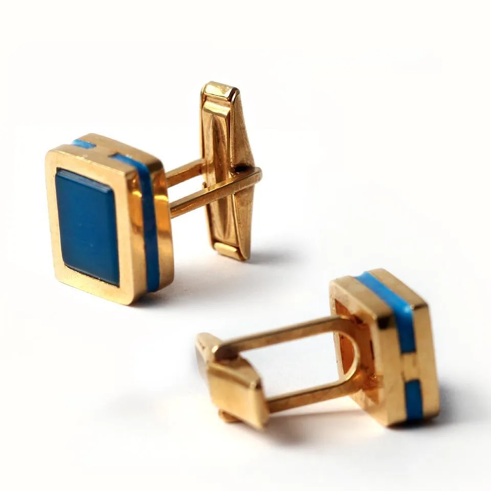 Square twins- blue gold cuff links