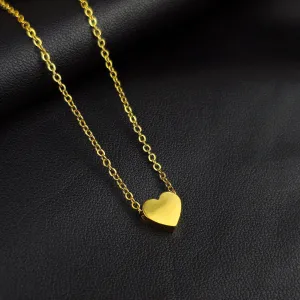 Stainless Steel Gold Tone PVD Chain Dainty Heart Pendant Necklace