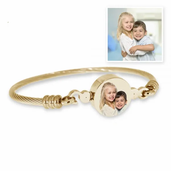 Stainless Steel Photo Engraved Bangle Bracelet Jewelry