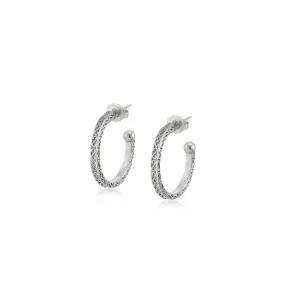 Stering Silver Engraved Hoops
